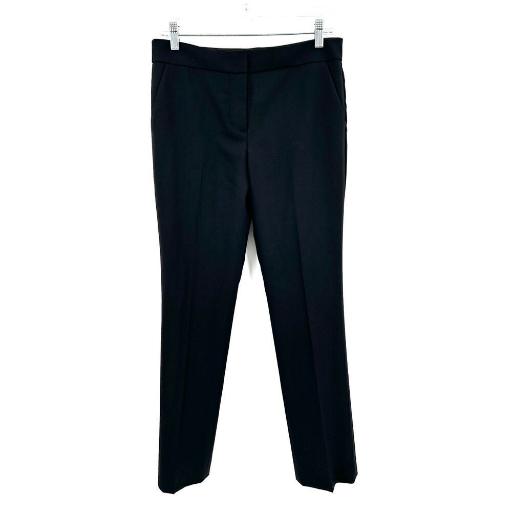TORY BURCH Women's Black Wool High Rise Slim Straight Leg Trouser Pants Size 4